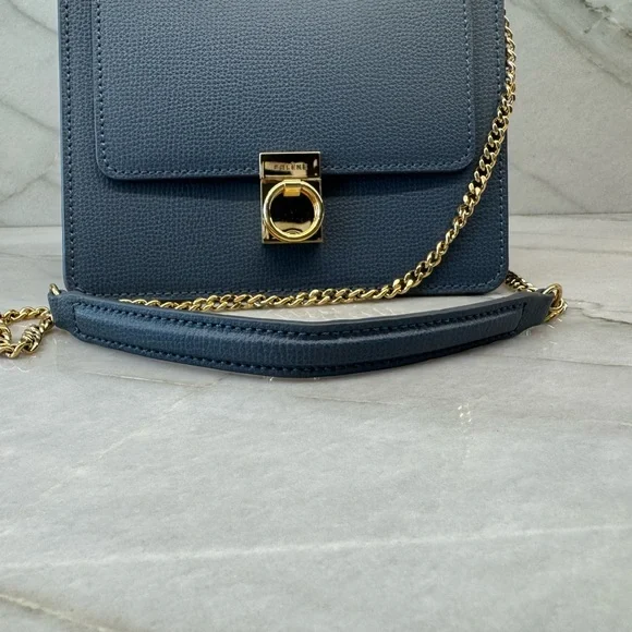 Polene Numero Sept Mini Handbag in Rare Blue Textured Leather - Picture 7 of 13